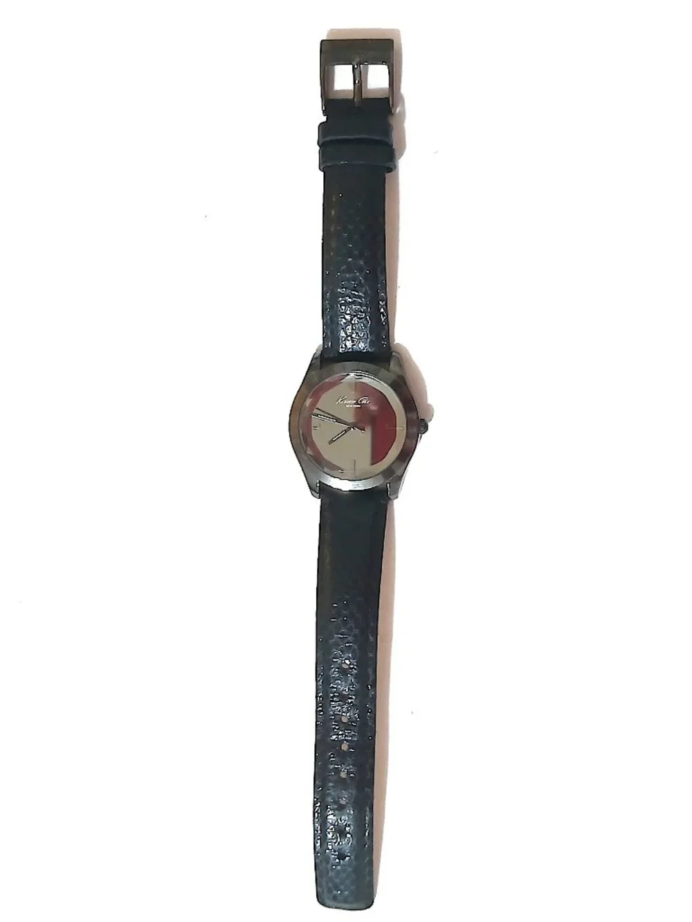 Kenneth Cole New York KC2669 Watch Faceted Crystal Black Leather A126-11